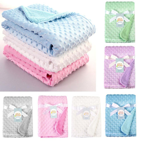 Newborn Baby Blankets Warm Fleece Thermal Soft Stroller Sleep Cover Cartoon Beanie Infant Bedding Swaddle Wrap Kids Bath Towel