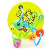 Baby Wooden Toy Mini Around Beads Wire Maze Educational Game Bauble 	 