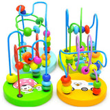 Baby Wooden Toy Mini Around Beads Wire Maze Educational Game Bauble 	 