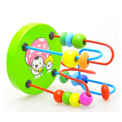 Baby Wooden Toy Mini Around Beads Wire Maze Educational Game Bauble 	 