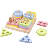 Four Sets Baby Wooden Shape Toys Paired Cognitive Preschool Learning Math Toys