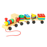 Train Truck Wooden Geometric Blocks Toys Kids Developmental Baby Educational Track Toys