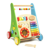 Wooden Baby Walkers 4 Wheel Toddler Kid Educational Colorful Music Toy Learn Walk