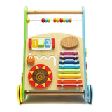 Wooden Baby Walkers 4 Wheel Toddler Kid Educational Colorful Music Toy Learn Walk